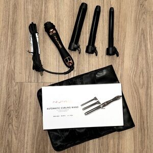 NuMe Curling Wand Rose Gold Interchangeable Automatic 3 Sizes Iron NIB NEW